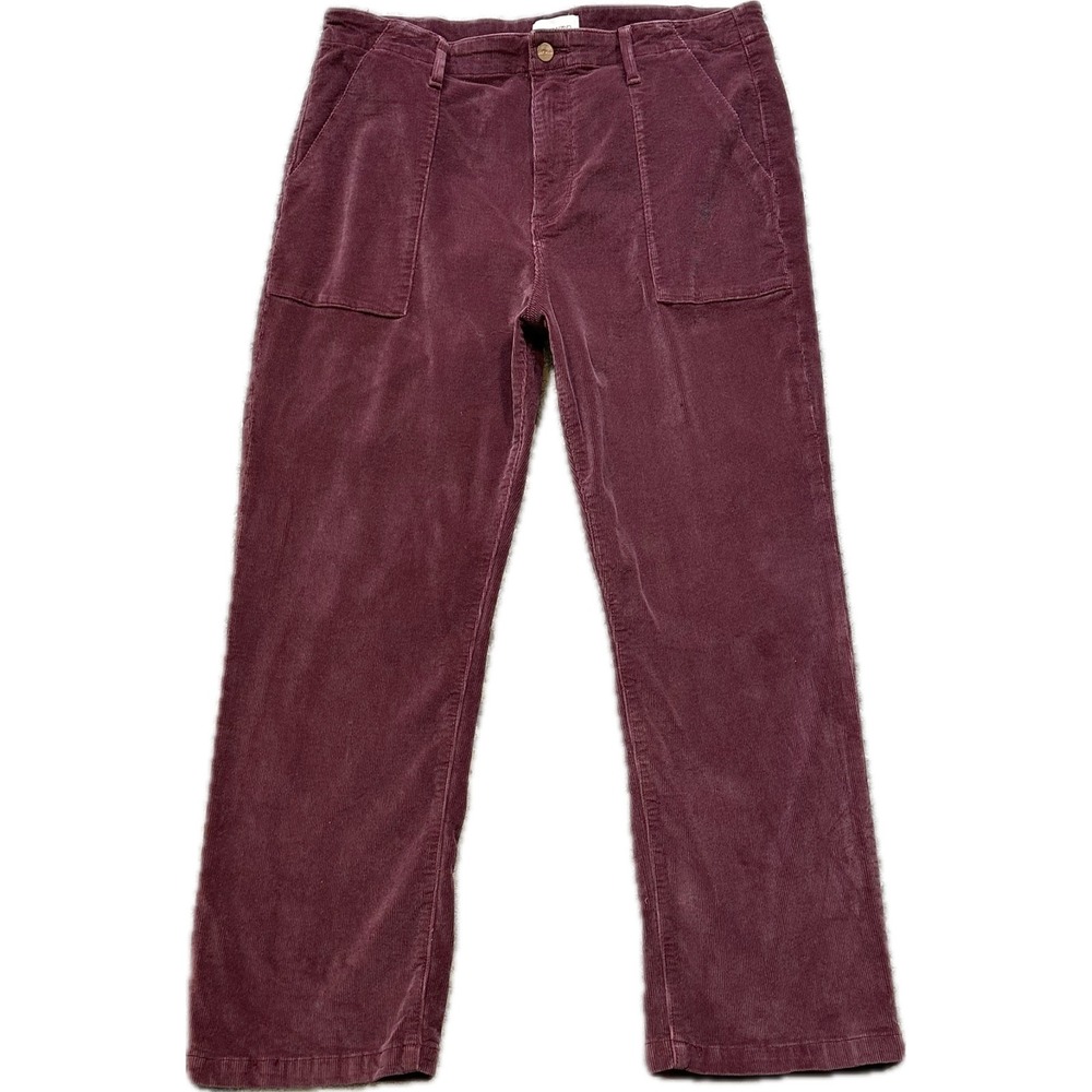 Driftwood Corduroy Patch Pocket Cropped Pants 32 Burgundy Straight Leg P43077A